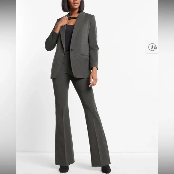 Express Editor Gray Flare Pants - Picture 3 of 9